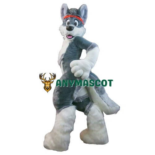 Gray Husky Dog Mascot Costume