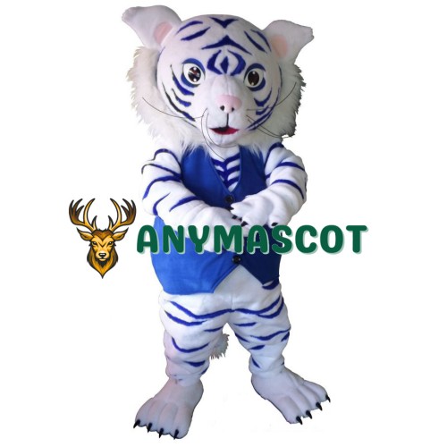 White And Blue Tiger Mascot Costume