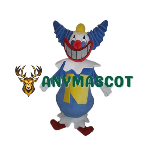 Happy Blue Clown Mascot Costume