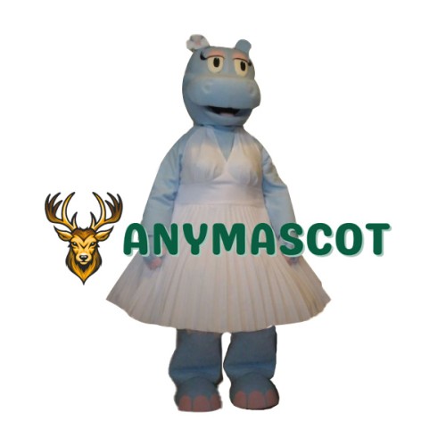 Blue Hippo Girl Mascot Costume