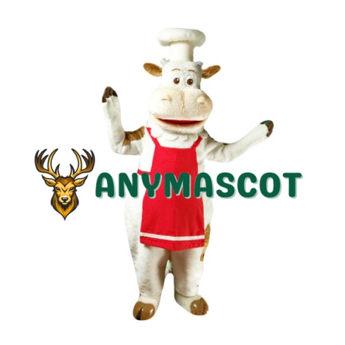 Chef White Cow Mascot Costume