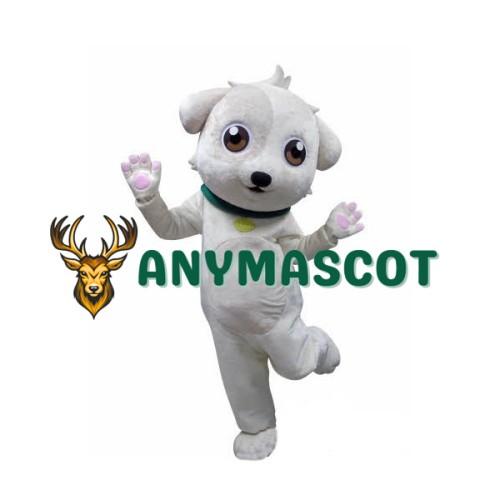 White & Grey Dog Mascot Costume