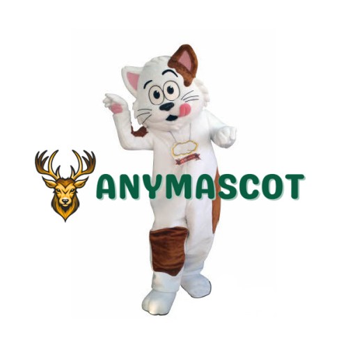 White & Brown Cat Mascot Costume