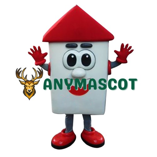 White & Red House Mascot Costume