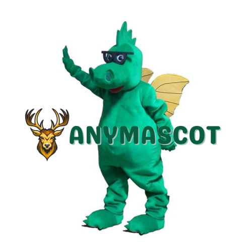 Glasses Green Dragon Mascot Costume