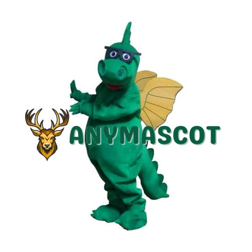 Glasses Green Dragon Mascot Costume