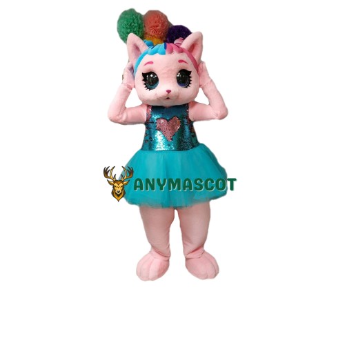 Pink Cat Mascot Costume
