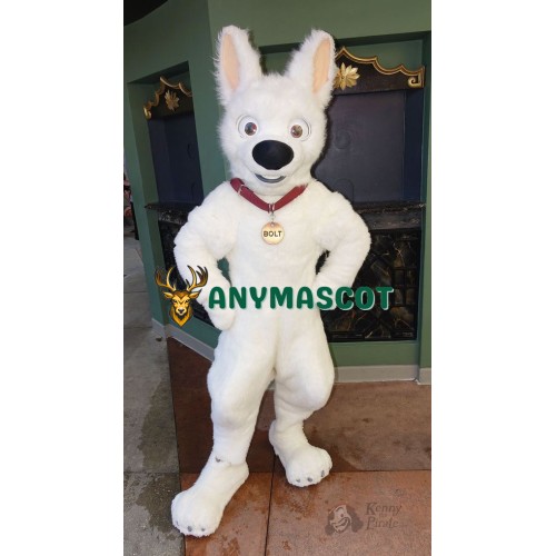 White German Shepherd Dog Bolt Mascot Costume
