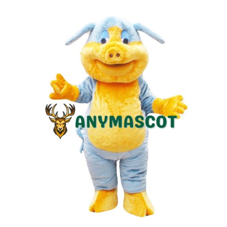 Blue & Yellow Pig Mascot Costume
