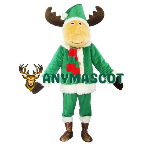 Christmas Green Reindeer Mascot Costume
