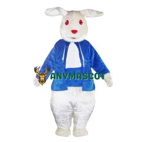 White & Blue Rabbit Mascot Costume
