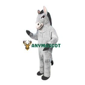 Friendly Grey Donkey Mascot Costume