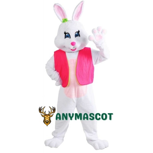 Happy Lightweight White Easter Bunny Rabbit Mascot Costume