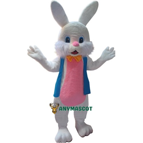Friendly White Easter Rabbit Mascot Costume