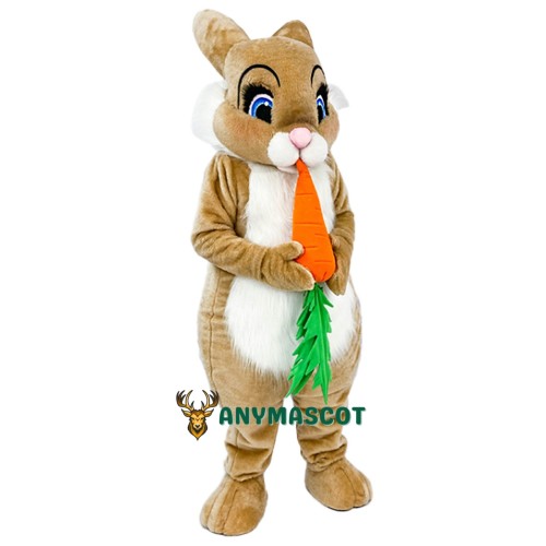 Friendly Lightweight Brown Rabbit Mascot Costume