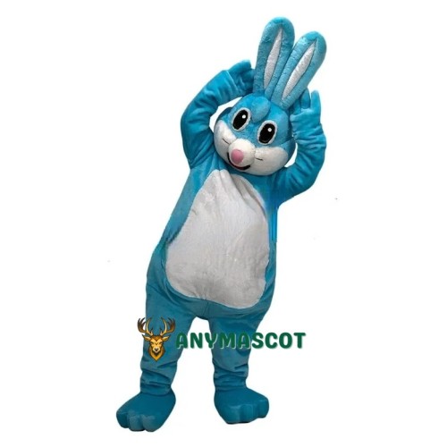 Happy Blue Rabbit Mascot Costume