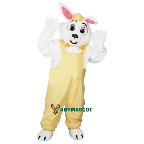 Friendly Adult White Rabbit Mascot Costume