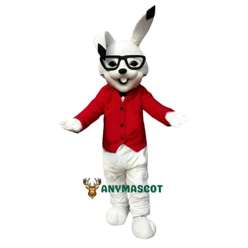 Red Suit White Easter Bunny Mascot Costume