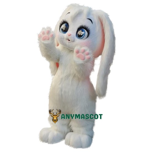 White & Pink Rabbit Mascot Costume