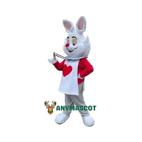 Happy Lightweight White Easter Rabbit Mascot Costume