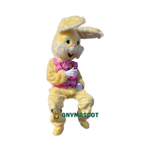 Cute Yellow Easter Bunny Mascot Costume
