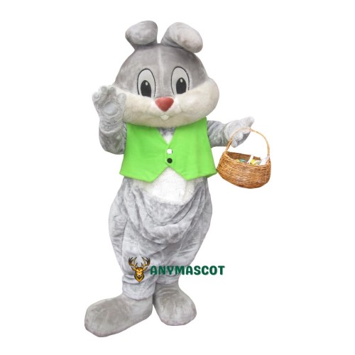 Cute Grey Easter Bunny Mascot Costume