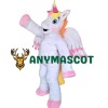 White Pink Unicorn Mascot Costume