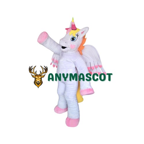 White Pink Unicorn Mascot Costume