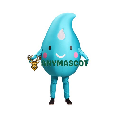 Happy Blue Water Drop Mascot Costume