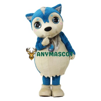 Little Cute Blue Wolf Mascot Costume