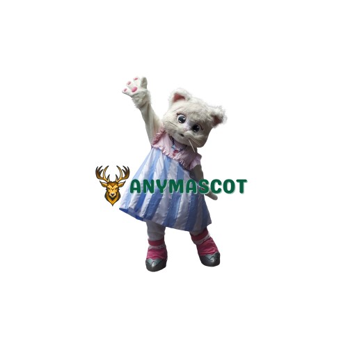 Lovely White Cat Mascot Costume