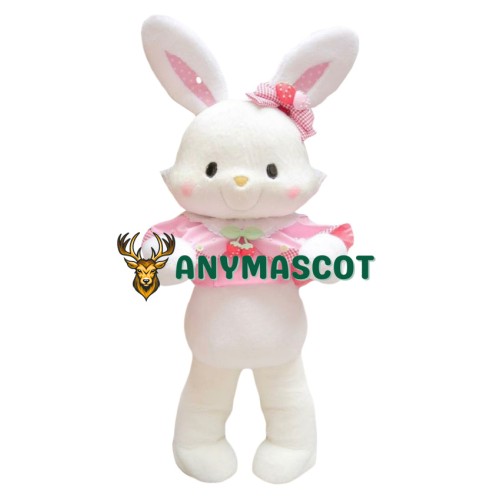 Lovely Pink White Rabbit Mascot Costume