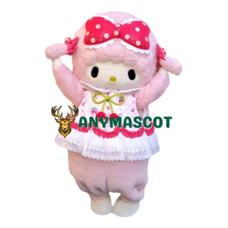 Superb Lovely Pink Sheep Mascot Costume