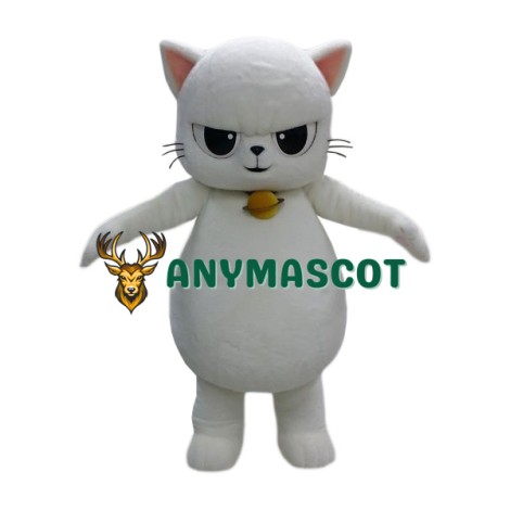 Fierce White Cat Mascot Costume