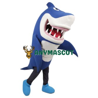 Superb Blue & White Shark Mascot Costume