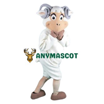 Friendly White Sheep Mascot Costume