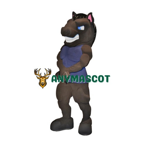 Power Muscular Black Horse Mascot Costume