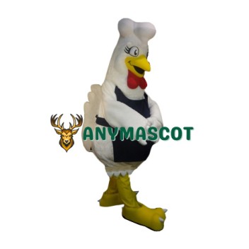 Chef White Chicken Mascot Costume