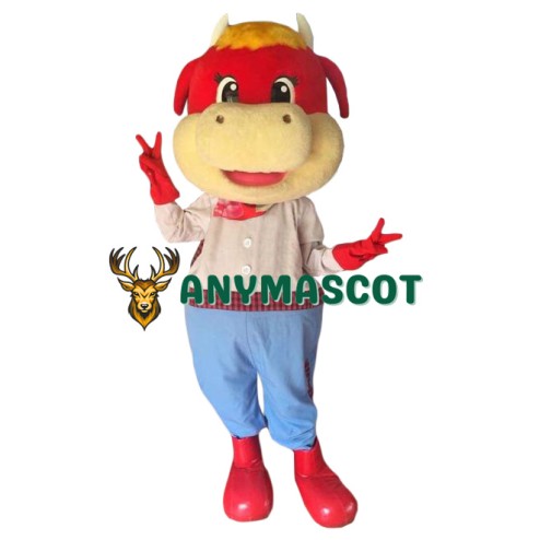 Superb Red Cow Mascot Costume