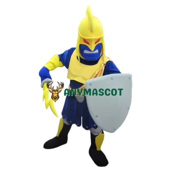 Fierce Blue & Yellow Knight Mascot Costume