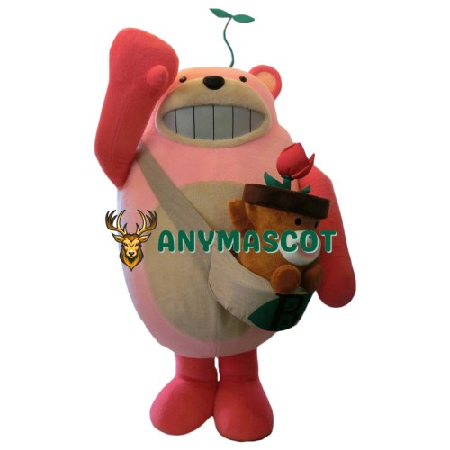 Happy Pink Bear Mascot Costume
