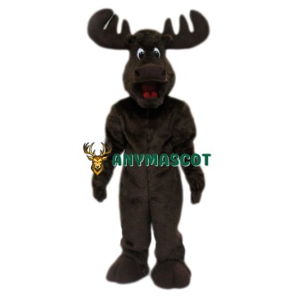Happy Long Fur Moose Mascot Costume