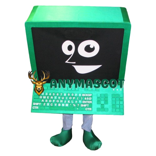 Green Computer Mascot Costume