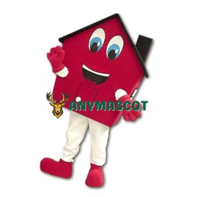 Friendly Red House Mascot Costume