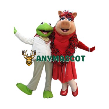 Kermit Frog and Miss Piggy Mascot Costume
