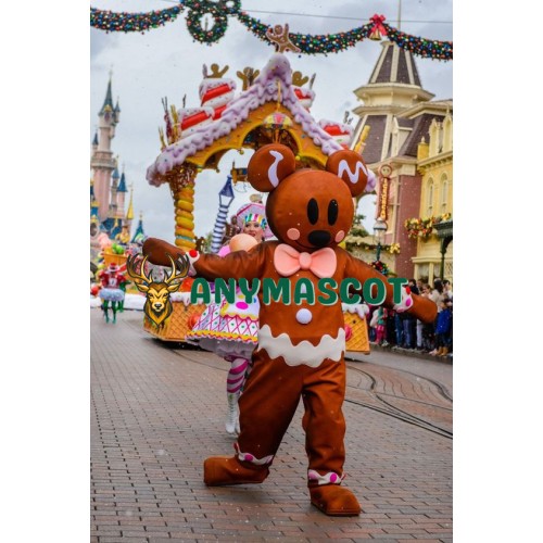 Gingerbread Style Mouse Mascot Costume