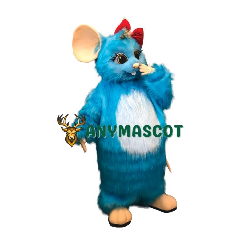 Friendly Blue Mouse Mascot Costume