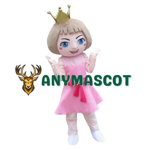 Cute Pink Dress Doll Girl Mascot Costume