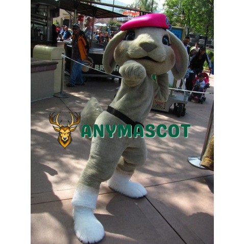The Pink Beret Bunny Mascot Costume