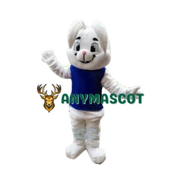 Happy White Rabbit Bunny Mascot Costume